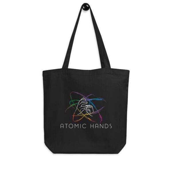 Black tote bag with logo