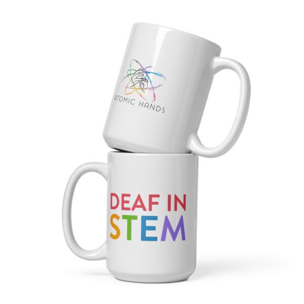 Deaf in STEM mug. Logo on the other end.