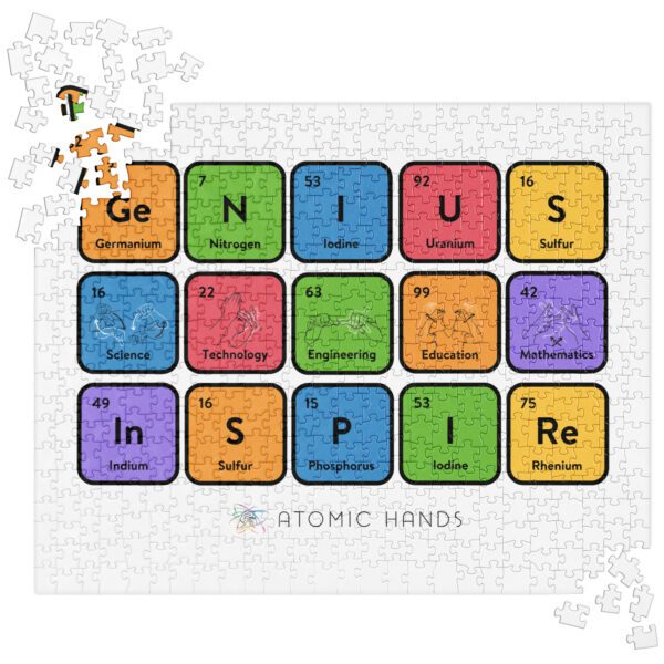 Puzzle of different elements in different colors